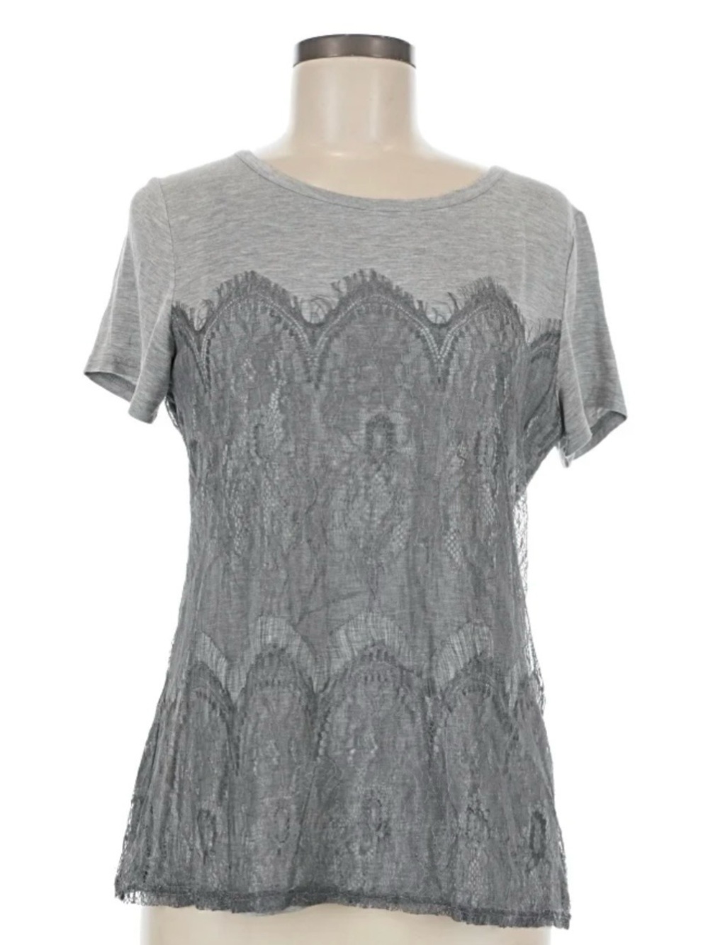market & spruce Memphis Lace Overlay Shirt Gray, small